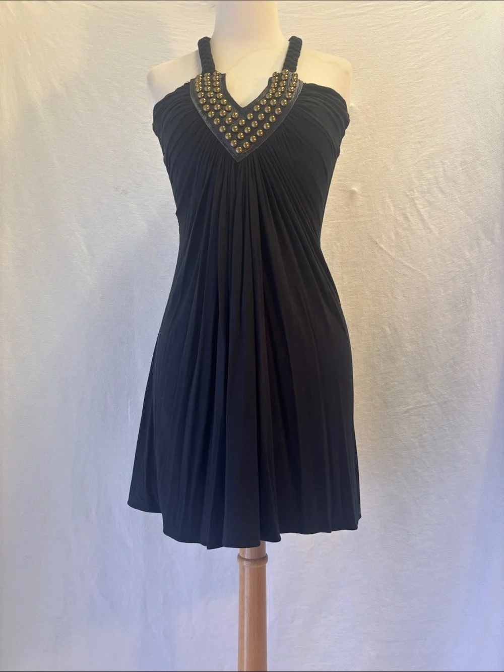 Sky Studded Bodice Halter Dress